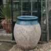 Olive Pot With Blue Neck, 90cm