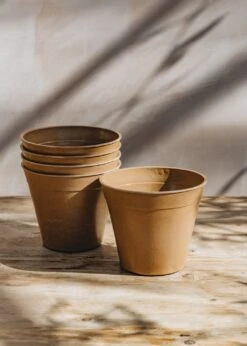 Terracotta Bamboo Nursery Pots, 6", Pack Of Five