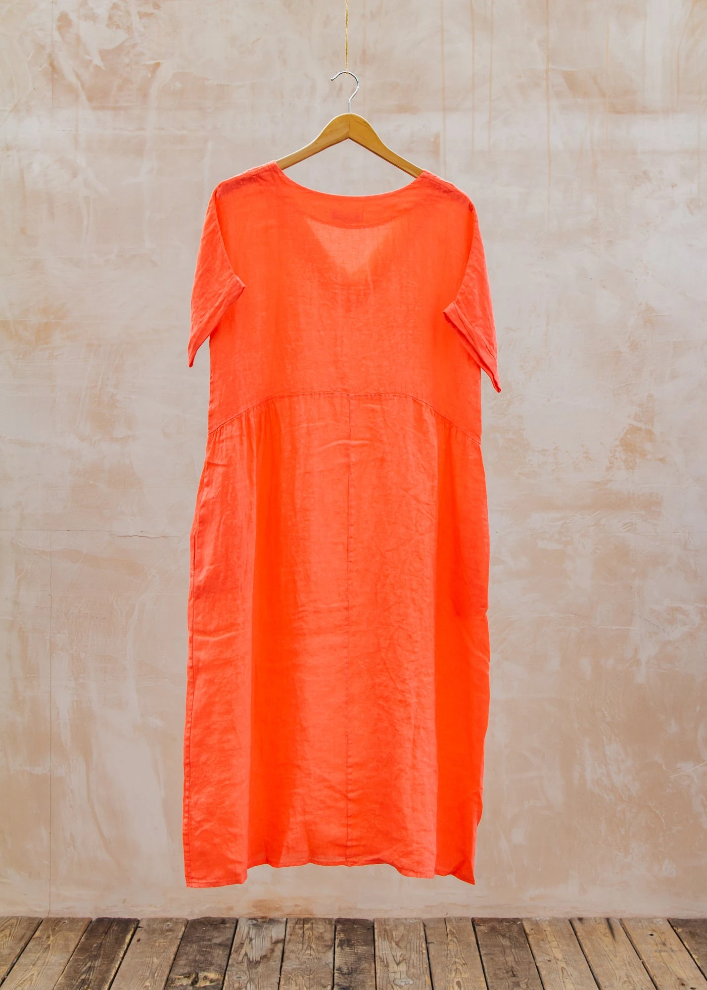 Midi V-Neck Dress In Coral - Image 2