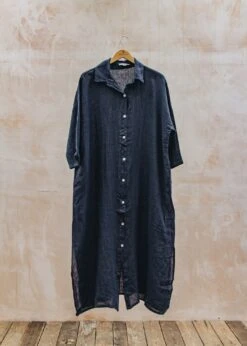 Oversized Long Shirt Dress In Dark Navy