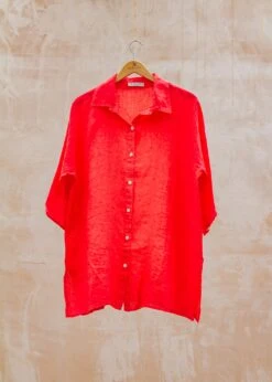 Oversized Shirt In Fragola Red