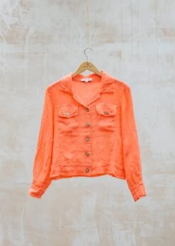 Western Linen Jacket In Coral