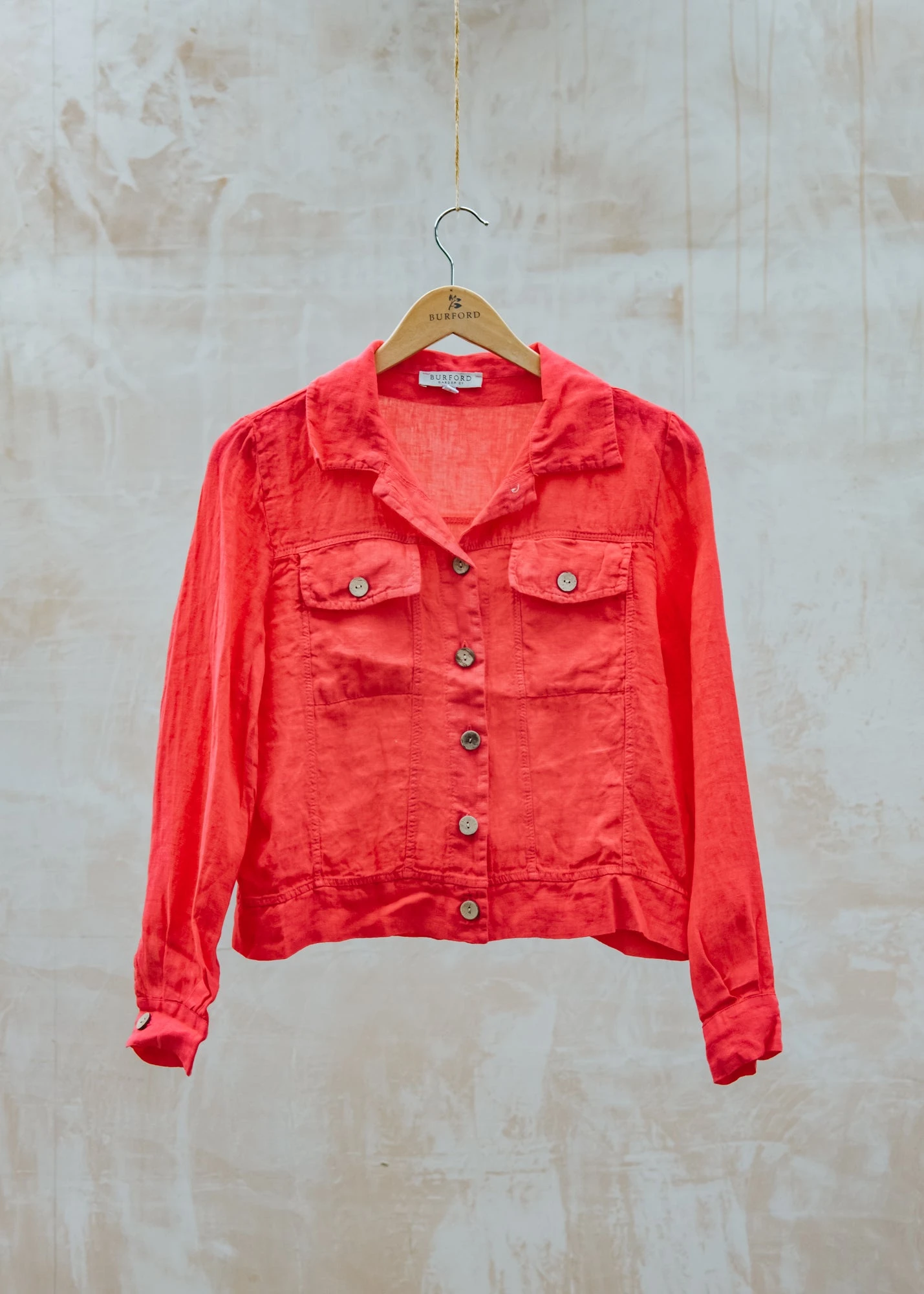 Western Linen Jacket In Fragola Red