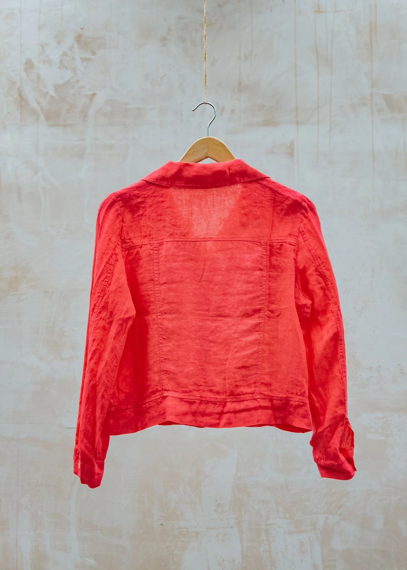 Western Linen Jacket In Fragola Red - Image 2