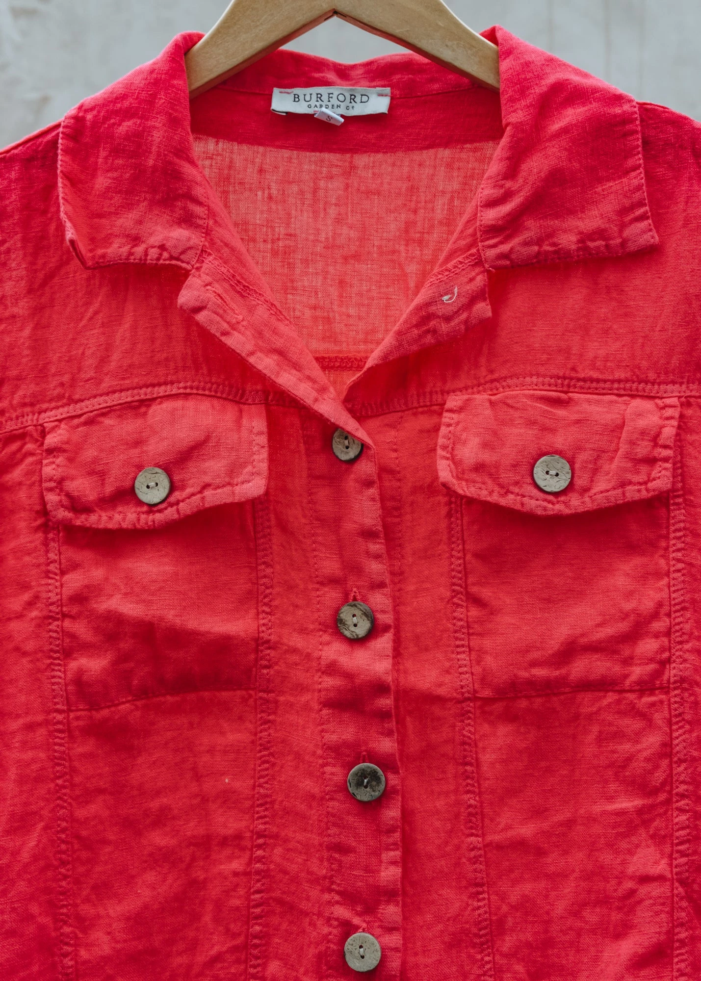 Western Linen Jacket In Fragola Red - Image 3
