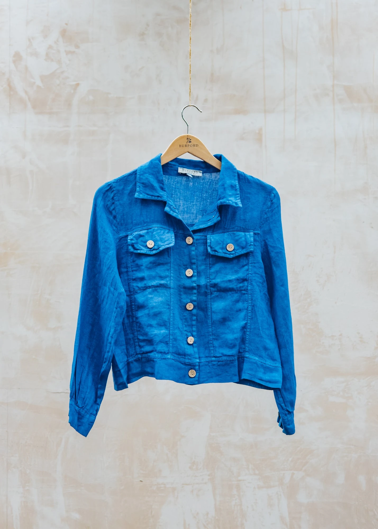 Western Linen Jacket In Royal Blue