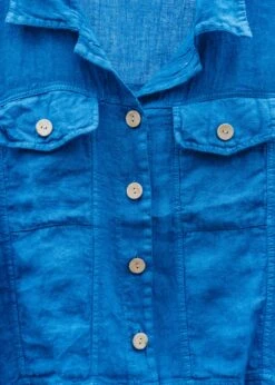 Western Linen Jacket In Royal Blue -Burford Garden Sale Burford Garden Co. Western Linen Jacket in Royal Blue DSCF9656