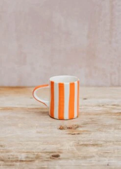Espresso Candy Stripe Mug In Tangerine