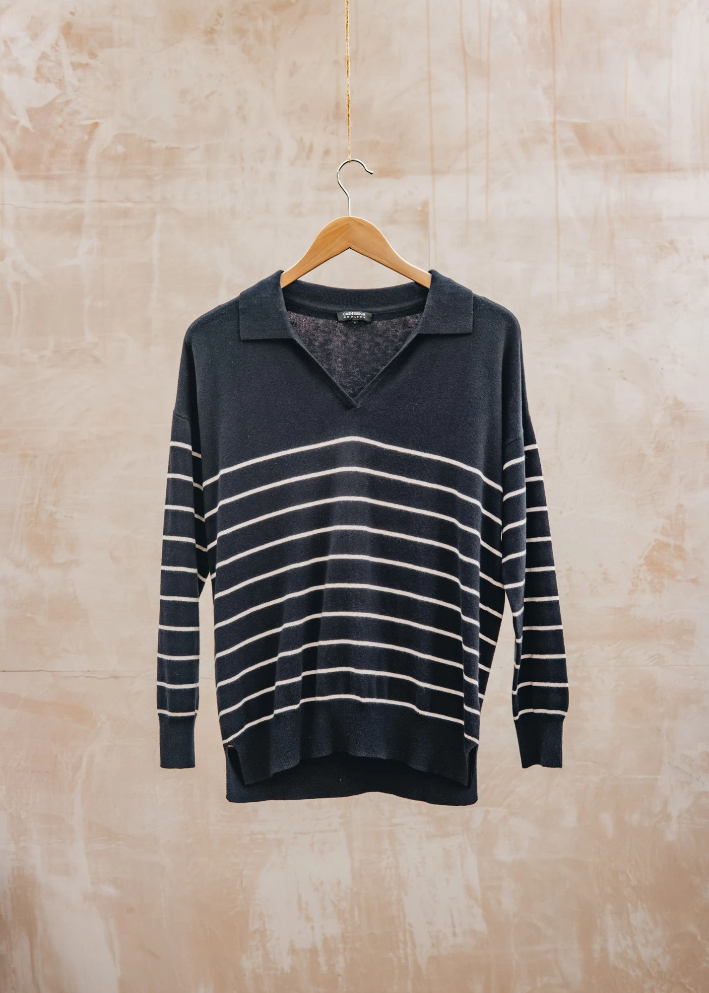 Oversized Striped Shirt In Navy And Pink