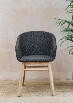 Charly Teak Armchair In Espresso Wicker