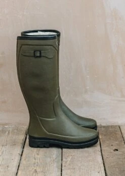 Le Chameau Women's Country Wool Lined Wellington Boots In Green