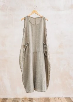 Crosshatch Dress With Pockets In Cashew