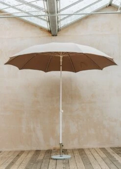 Elios Round Beach/Garden Parasol In Taupe, 280cm
