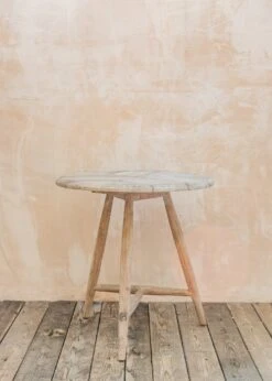 Faye Teak Bistro Round Table In Natural Grey