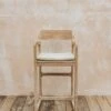 Sally Teak Bar Chair In Natural Grey With Bouclé Cushion