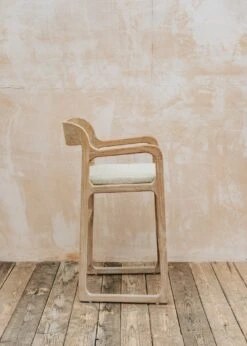 Sally Teak Bar Chair In Natural Grey With Bouclé Cushion -Burford Garden Sale Gommaire Sally Teak Bar Chair with Boucle Cushion DSCF5296