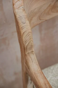 Sally Teak Bar Chair In Natural Grey With Bouclé Cushion -Burford Garden Sale Gommaire Sally Teak Bar Chair with Boucle Cushion DSCF5302