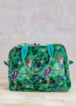 Velvet Weekend Bag In Vibrant Green Columbia