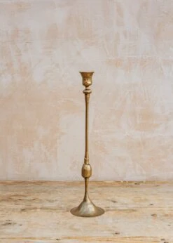 Medium Chaipat Candlestick In Antique Brass