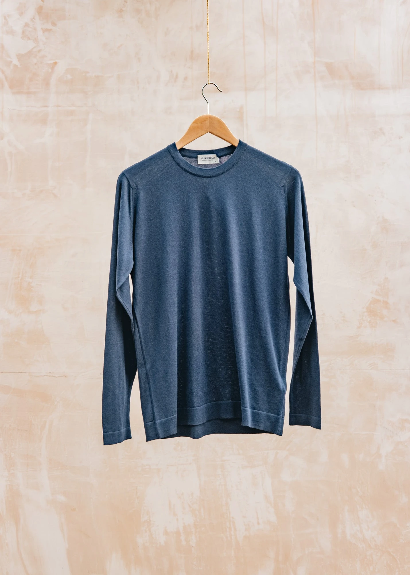 JOHN SMEDLEY Weatherby Long Sleeved Crew Neck Jumper In French Navy