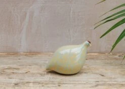 Ceramic Quail In Yellow Spotted Turquoise
