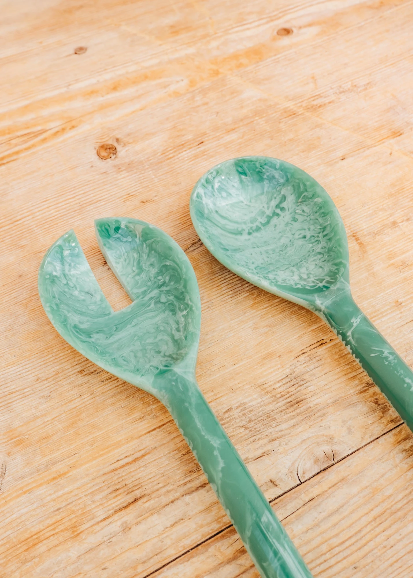 Rice Soft Green Resin Salad Spoon And Fork 2 Rice Soft Green Resin Salad Spoon And Fork - Image 2