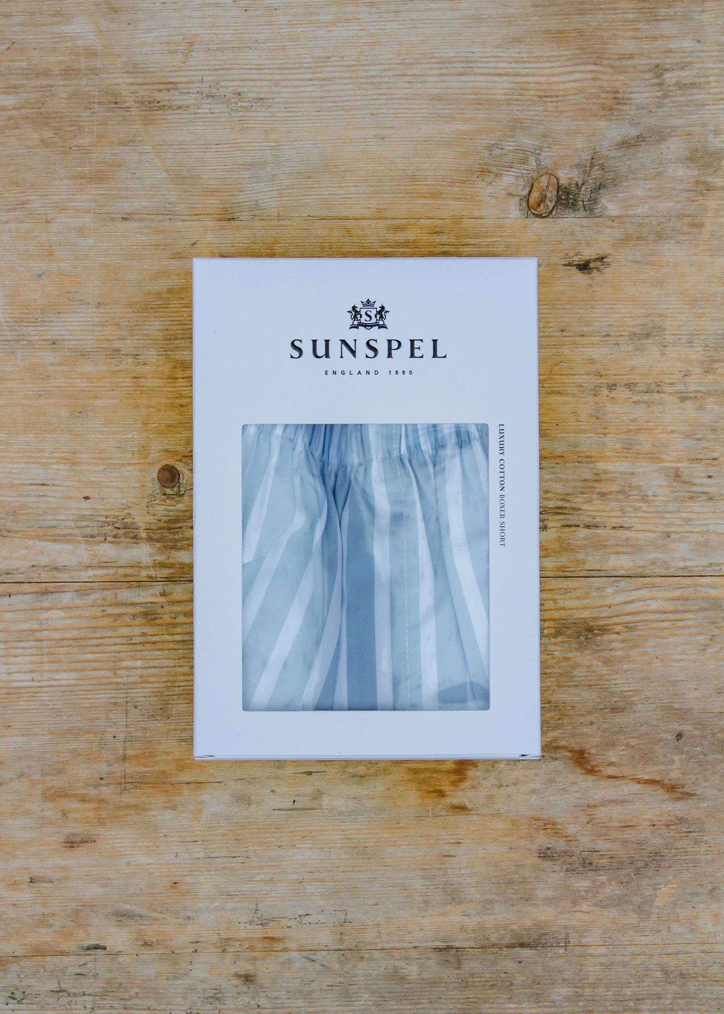 Sunspel Classic Boxer Shorts In Blue Bar Stripe 2 Sunspel Classic Boxer Shorts In Blue Bar Stripe - Image 2