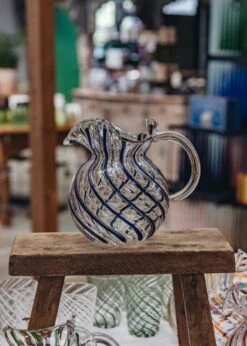 Torcello Torchon Carafe Glass In Cobalt Blue