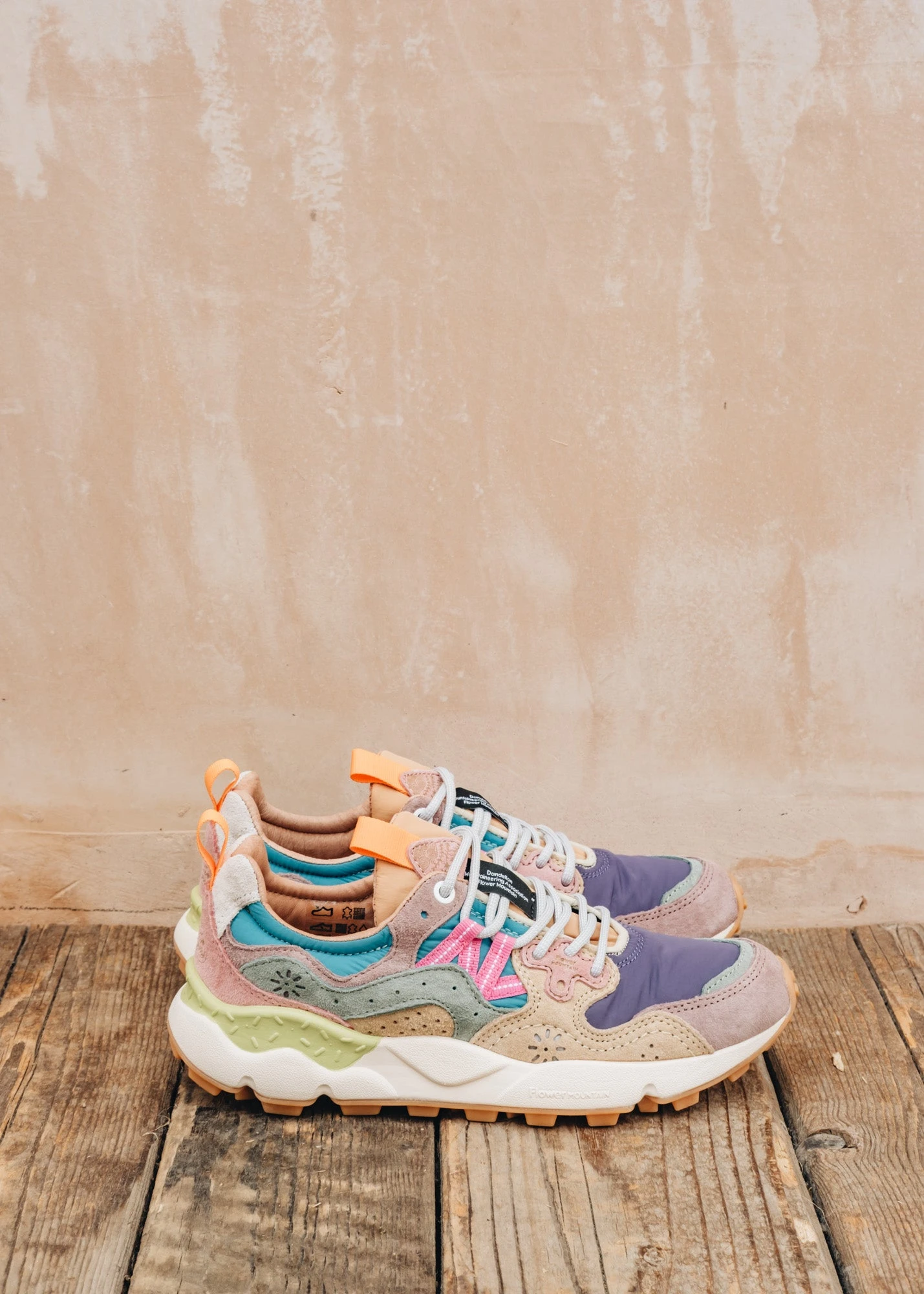 Flower Mountain Women's Yamano 3 Suede And Nylon Sneakers In Rose And Violet 1 Flower Mountain Women's Yamano 3 Suede And Nylon Sneakers In Rose And Violet